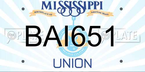 BAI651 Mississippi License Plate