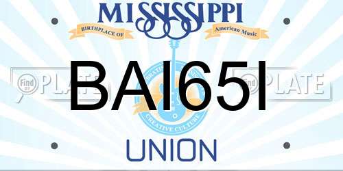 BAI65I Mississippi License Plate