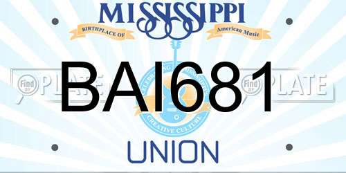 BAI681 Mississippi License Plate