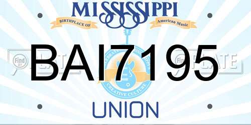 BAI7195 Mississippi License Plate