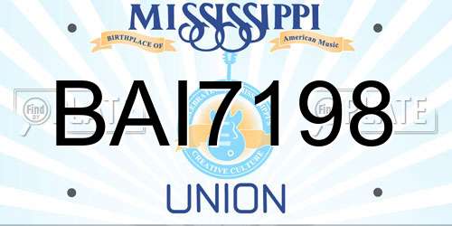BAI7198 Mississippi License Plate