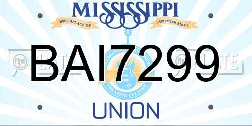 BAI7299 Mississippi License Plate