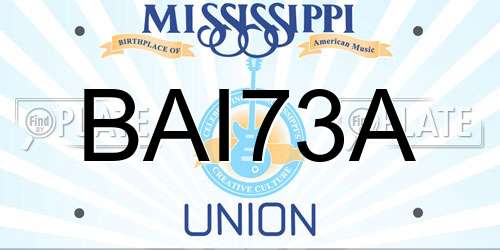 BAI73A Mississippi License Plate