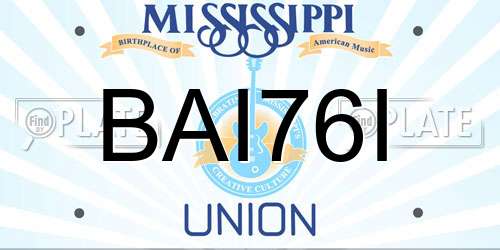 BAI76I Mississippi License Plate