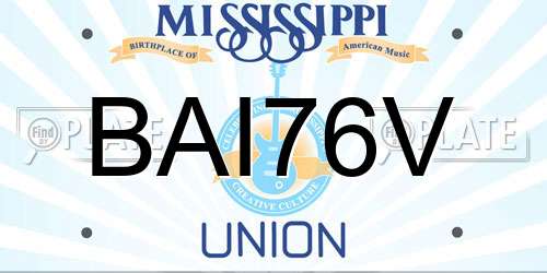 BAI76V Mississippi License Plate