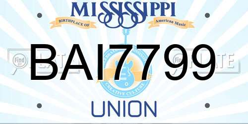 BAI7799 Mississippi License Plate