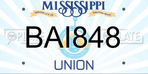BAI848 Mississippi License Plate