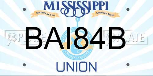 BAI84B Mississippi License Plate