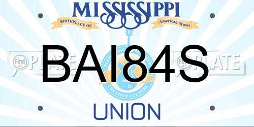 BAI84S Mississippi License Plate