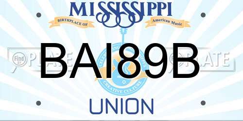 BAI89B Mississippi License Plate