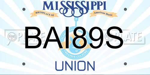 BAI89S Mississippi License Plate