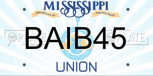 BAIB45 Mississippi License Plate