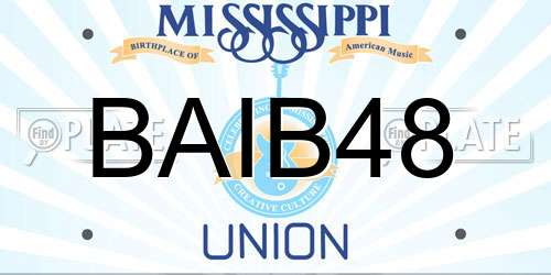 BAIB48 Mississippi License Plate