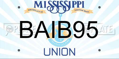 BAIB95 Mississippi License Plate