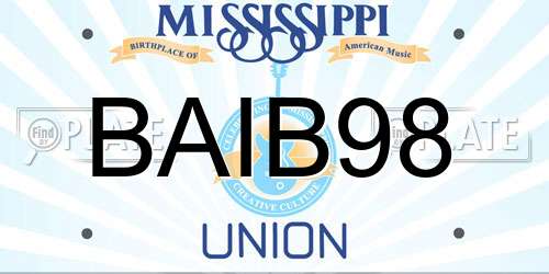 BAIB98 Mississippi License Plate