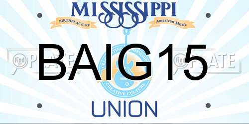BAIG15 Mississippi License Plate