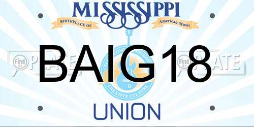 BAIG18 Mississippi License Plate