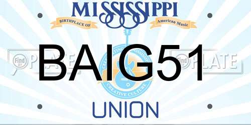 BAIG51 Mississippi License Plate