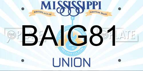 BAIG81 Mississippi License Plate