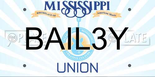 BAIL3Y Mississippi License Plate