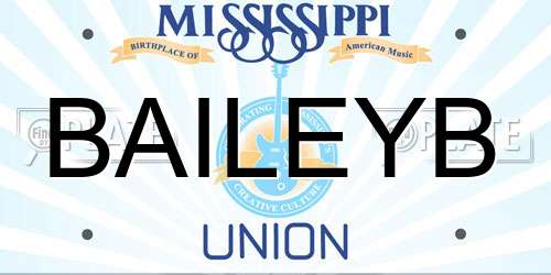 BAILEYB Mississippi License Plate
