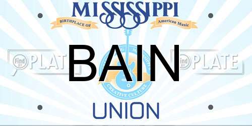 BAIN Mississippi License Plate