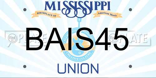 BAIS45 Mississippi License Plate