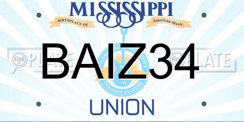 BAIZ34 Mississippi License Plate