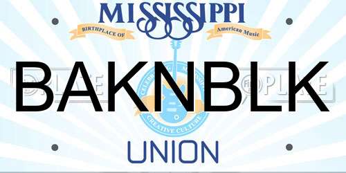 BAKNBLK Mississippi License Plate