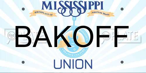 BAKOFF Mississippi License Plate