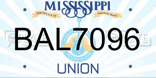 BAL7096 Mississippi License Plate