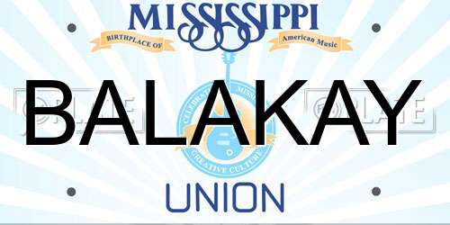 BALAKAY Mississippi License Plate