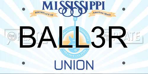 BALL3R Mississippi License Plate