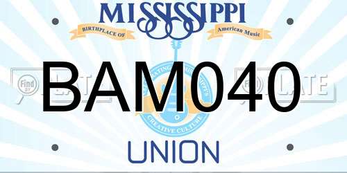 BAM040 Mississippi License Plate