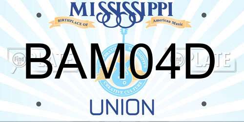 BAM04D Mississippi License Plate