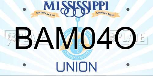 BAM04O Mississippi License Plate