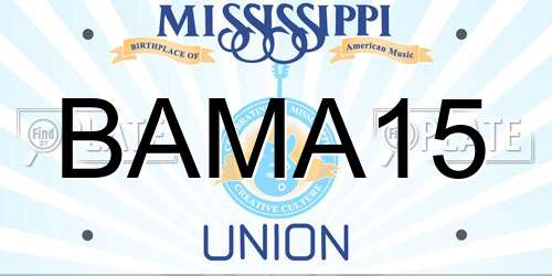 BAMA15 Mississippi License Plate