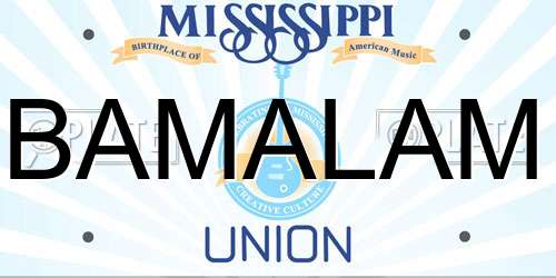 BAMALAM Mississippi License Plate