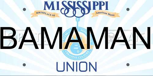 BAMAMAN Mississippi License Plate
