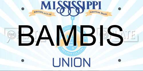 BAMBIS Mississippi License Plate