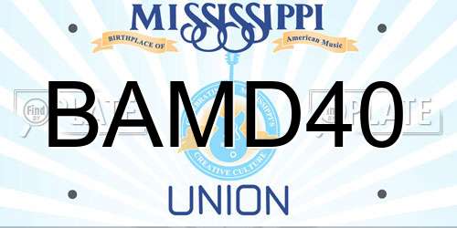 BAMD40 Mississippi License Plate
