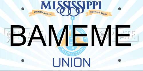 BAMEME Mississippi License Plate