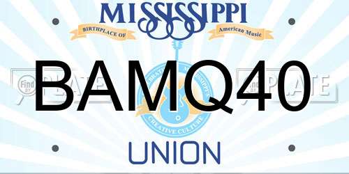 BAMQ40 Mississippi License Plate