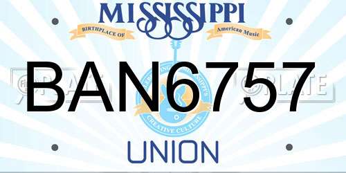 BAN6757 Mississippi License Plate