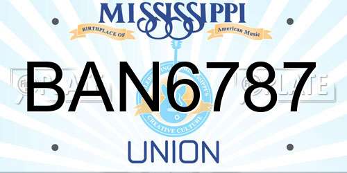 BAN6787 Mississippi License Plate