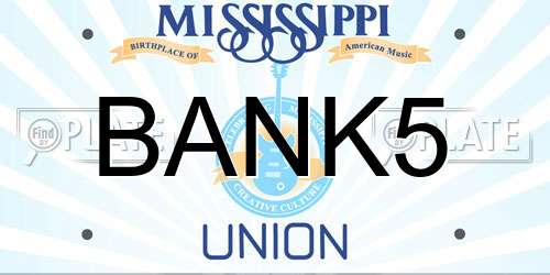 BANK5 Mississippi License Plate