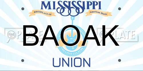 BAOAK Mississippi License Plate