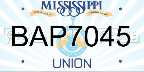 BAP7045 Mississippi License Plate