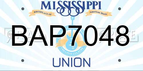 BAP7048 Mississippi License Plate