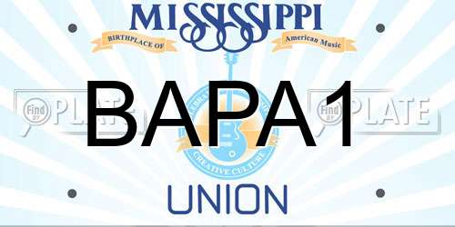 BAPA1 Mississippi License Plate